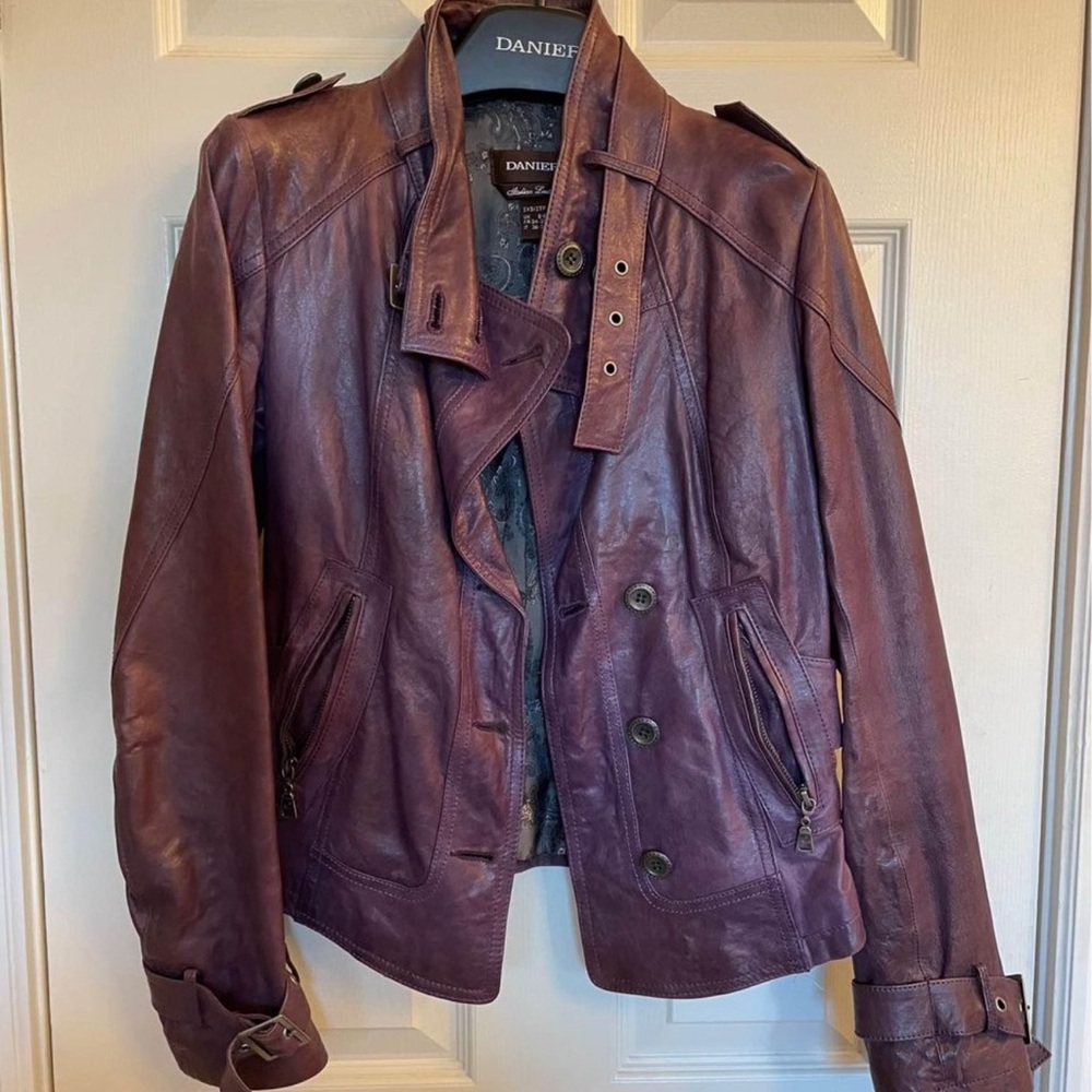 Brand new, purple leather jacket